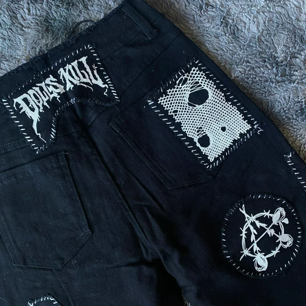Stitch Btch Patched Lace Up Jeans - Picture 12 of 12